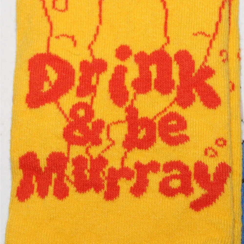 Freaker USA socks Drink And Be Murray unisex yellow blue Bill Murray
